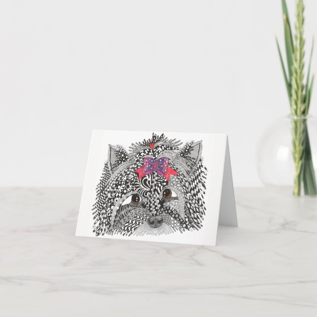 Niedliche und farbenfrohe Yorkshire Terrier Grußka Karte (Vorderseite)