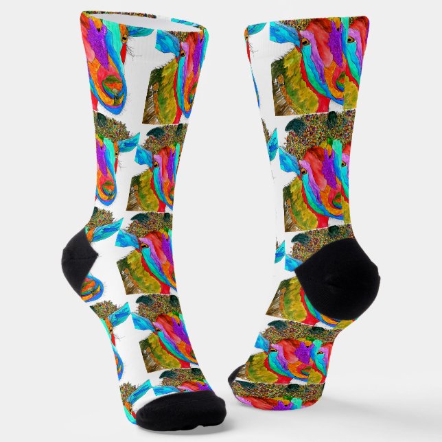 Niedliche und farbenfrohe Ziegensocken Socken (Gewinkelt)
