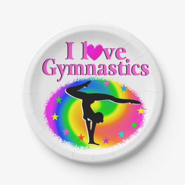 NIEDLICHE UND FARBHAFTE LIEBE GYMNASTICS-DESIGN PAPPTELLER (Vorderseite)