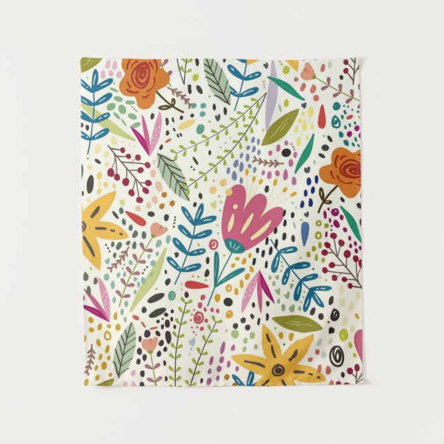Niedliche und farbige Blume Wandteppich (Vorderseite)
