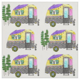 Niedliche und farbige Happy Campers Trailer Stoff