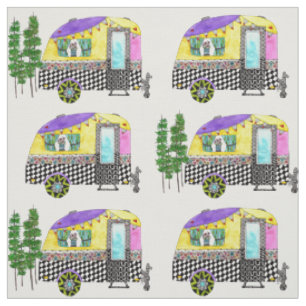Niedliche und farbige Happy Campers Trailer Stoff