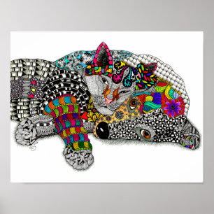Niedliche und farbige Hunde- und Katzenposter 14"x Poster