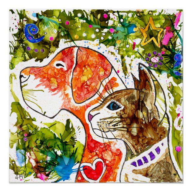 Niedliche und farbige Hunde- und Katzenposter - 20 Poster (Vorderseite)