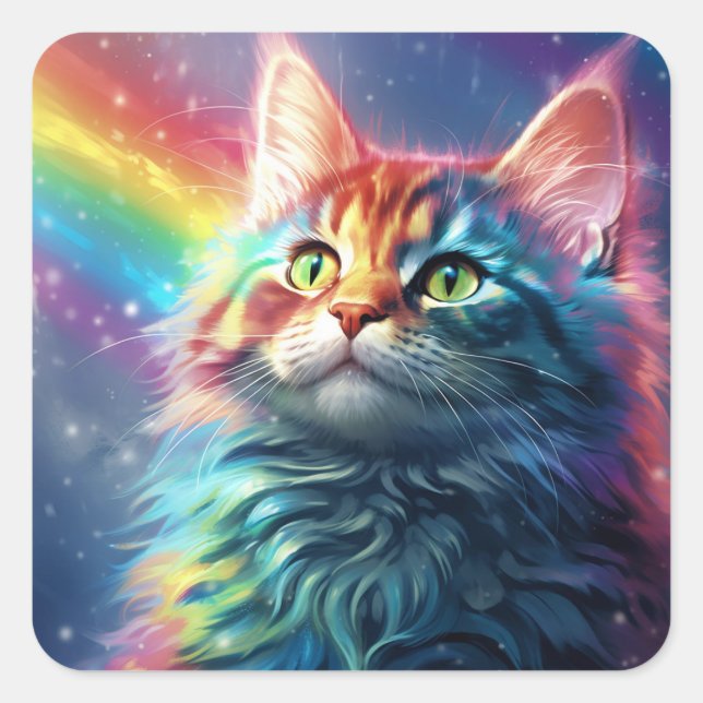 Niedliche und farbige Katzenaufkleber Quadratischer Aufkleber (Vorderseite)