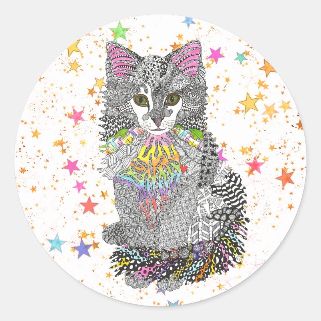 Niedliche und farbige Katzenaufkleber Runder Aufkleber (Vorderseite)
