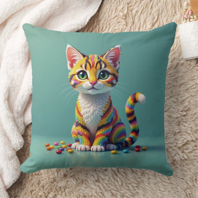 Niedliche und farbige Margay Candy Cat Kissen (Decke)