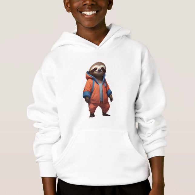 Niedliche und freundliche Sloth Illustration Hoodie (Vorderseite)