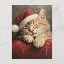 Niedliche und gemütliche Weihnachtskatze in Weihna Postkarte