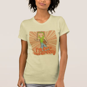 Niedliche und Groovy Hippie-Mädchen-Cartoon-Parole T-Shirt
