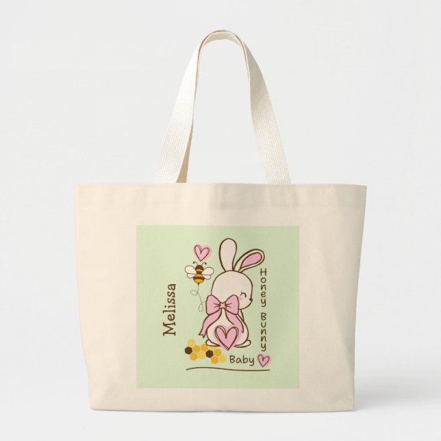 Niedliche und individuell anpassbare Honey Bunny B Jumbo Stoffbeutel (Vorne)