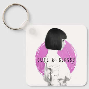 Niedliche und klassische Girl Pink und Black Schlüsselanhänger