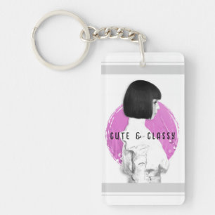 Niedliche und klassische Girl Pink und Black Schlüsselanhänger