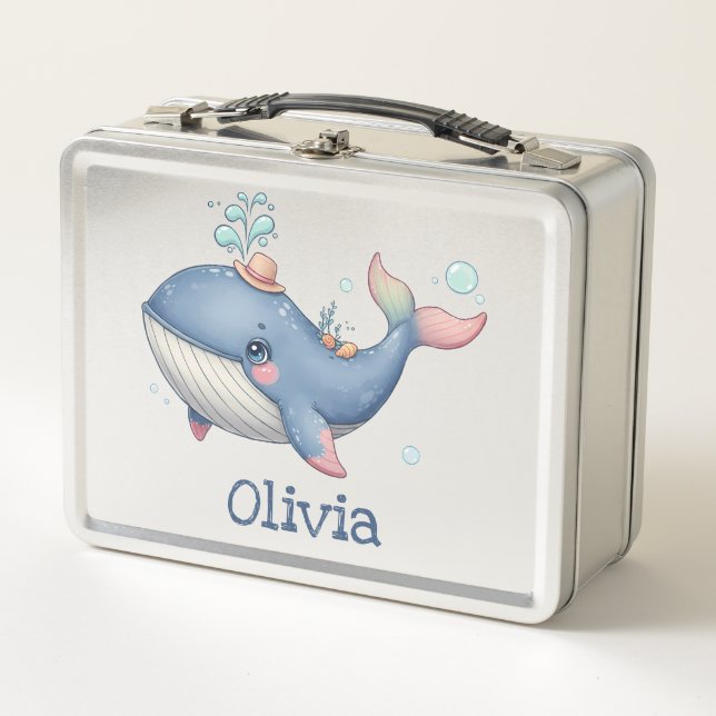 Niedliche und leise Little Whale Metall Brotdose (Vorderseite)