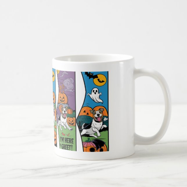 Niedliche und lustige Halloween-Tasse mit Hund Kaffeetasse (Rechts)