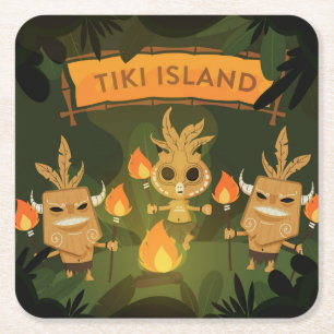 Niedliche und lustige Insel Tiki Rechteckiger Pappuntersetzer