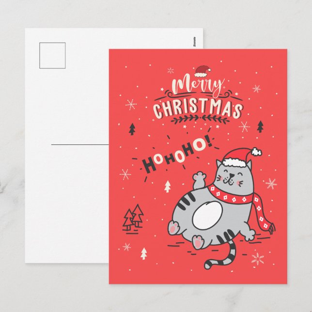 Niedliche und lustige Katze Weihnachten freudige G (Vorne/Hinten)