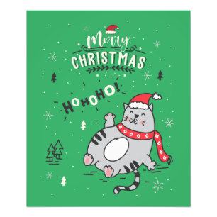 Niedliche und lustige Katze Weihnachten freudige G Fotodruck