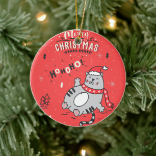 Niedliche und lustige Katze Weihnachten freudige G Keramik Ornament