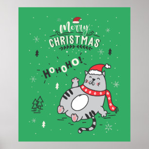 Niedliche und lustige Katze Weihnachten freudige G Poster