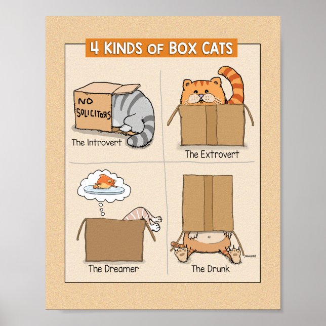 Niedliche und lustige Katzen in Kisten Poster (Vorne)