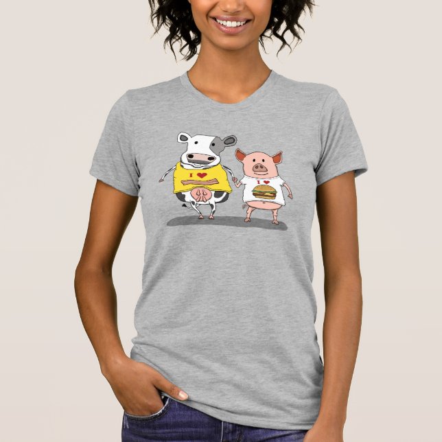Niedliche und lustige Kuh-und Schwein-Freunde T-Shirt (Vorderseite)
