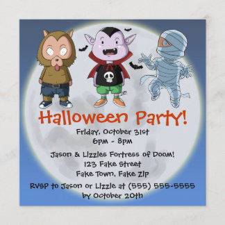 Niedliche und lustige Monster Halloween-Party Einl Einladung