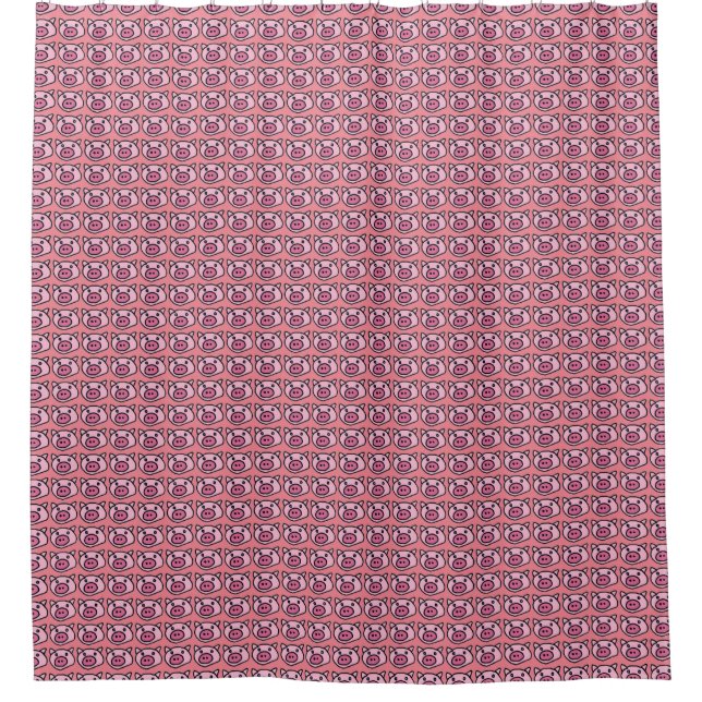 niedliche und lustige rosa Schweine Duschvorhang (Vorderseite)