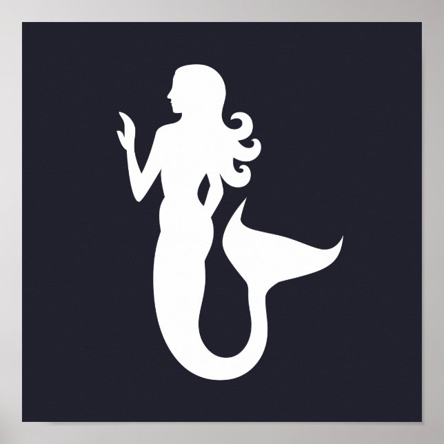 Niedliche und lustige Silhouette eines MERMAID | Poster (Vorne)