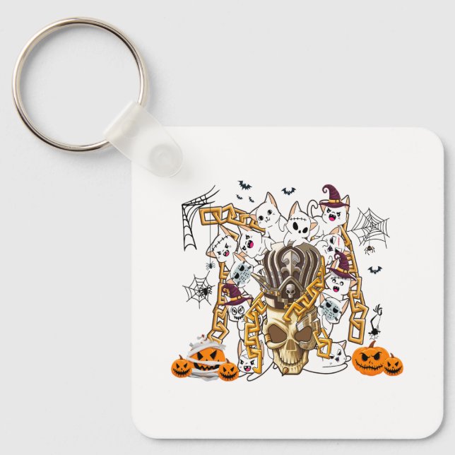Niedliche und lustige Spooky-böse Katzen Schlüsselanhänger (Vorderseite)