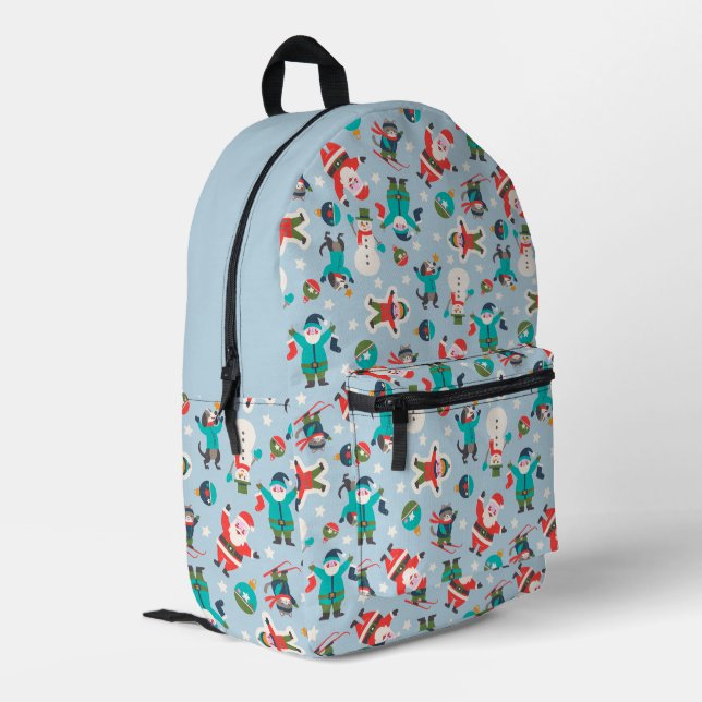 Niedliche und lustige Weihnachtsditsy Bedruckter Rucksack (Rückseitige Ecke links)