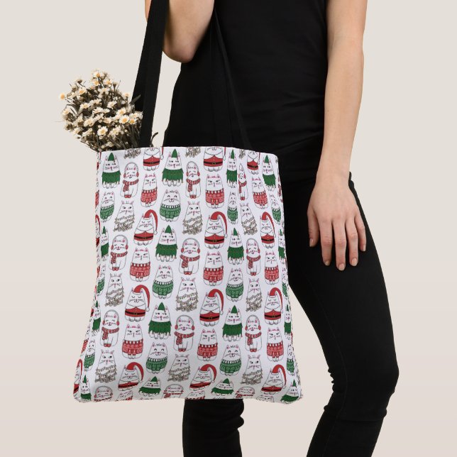 Niedliche und lustige Weihnachtskatze Tasche (Von Nahem)