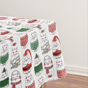 Niedliche und lustige Weihnachtskatze Tischdecke
