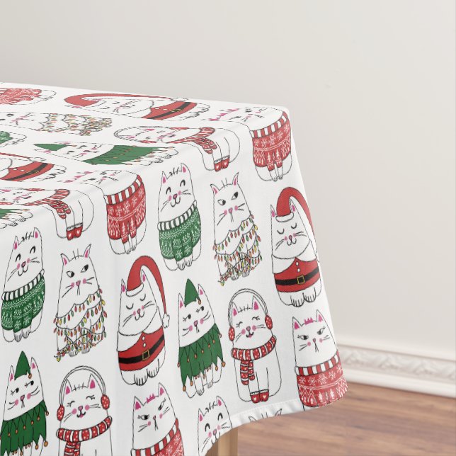 Niedliche und lustige Weihnachtskatze Tischdecke (Beispiel)