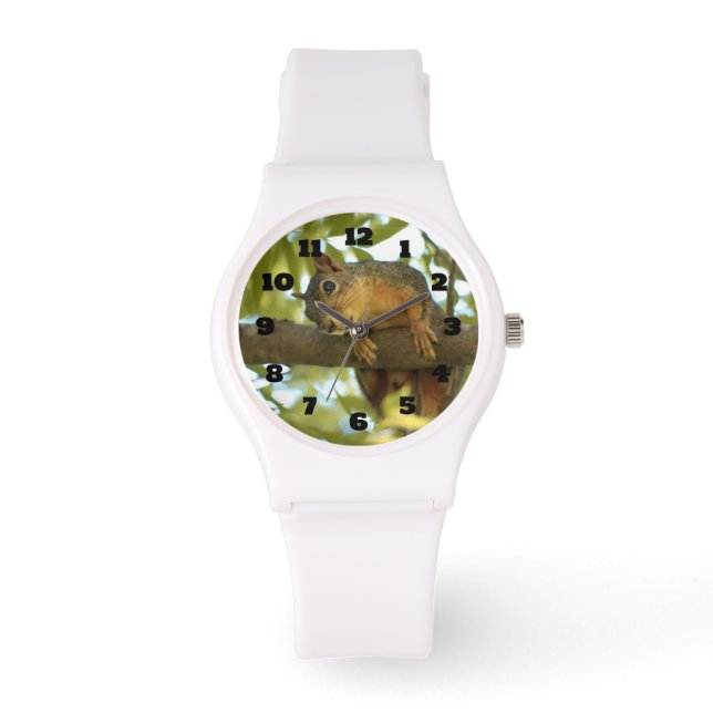 Niedliche und merkwürdige Eichhörnchenfotografie Armbanduhr (Vorderseite)