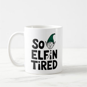 Niedliche und müde Elf - Feiertagsausgabe Kaffeetasse