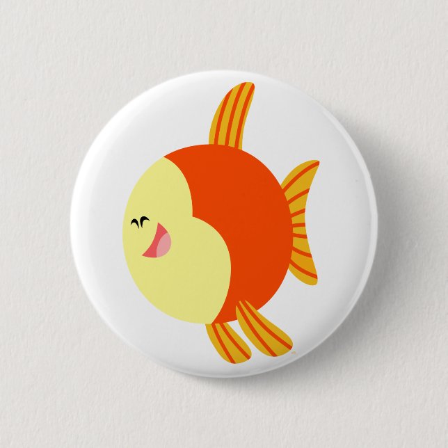 Niedliche und Plump Cartoon Fish Button Abzeichen (Vorderseite)