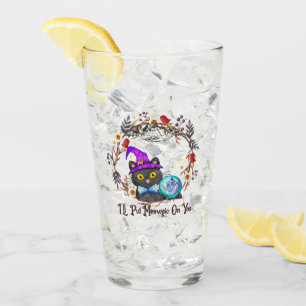 Niedliche und Punny Witch Cat Glas