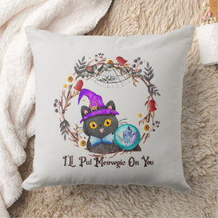 Niedliche und Punny Witch Cat Kissen