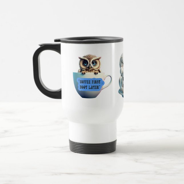 Niedliche und schmucklose Eule-Sticker personalisi Reisebecher (Links)