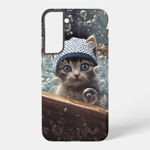 Niedliche und schwindelerregende Katze im Bad Samsung Galaxy Hülle