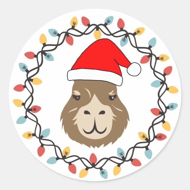 Niedliche und sonnige Capybara Weihnachtslieder Runder Aufkleber (Vorderseite)