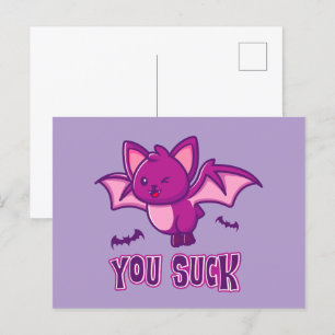 Niedliche und sonnige Halloween Vampire Fledermäus Postkarte