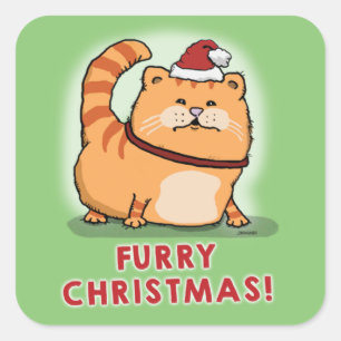 Niedliche und sonnige Katze Weihnachten Quadratischer Aufkleber
