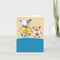 Niedliche und sonnige Kuh und Schweinebucht Jahres