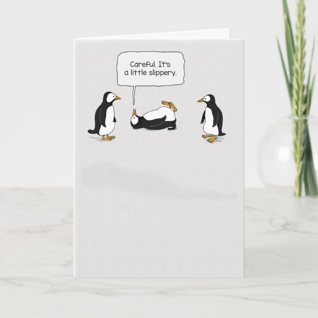 Niedliche und sonnige Pinguin-Slips auf Eisgeburt Karte (Vorderseite)