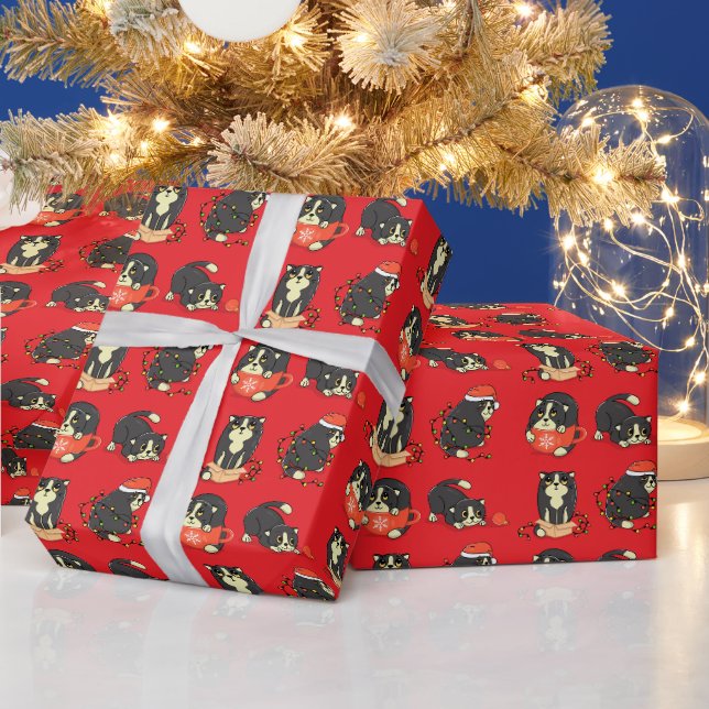 Niedliche und sonnige Weihnachtskatzen Geschenkpapier (Feiertage)