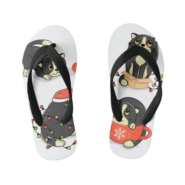 Niedliche und sonnige Weihnachtskatzen Kinderbadesandalen (Fußbett)