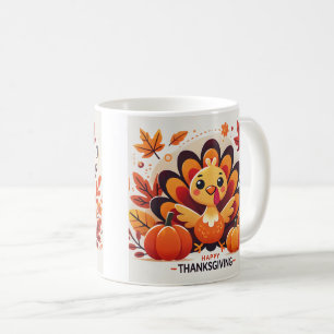 Niedliche und spielerische Erntedank Truthahn-Desi Kaffeetasse