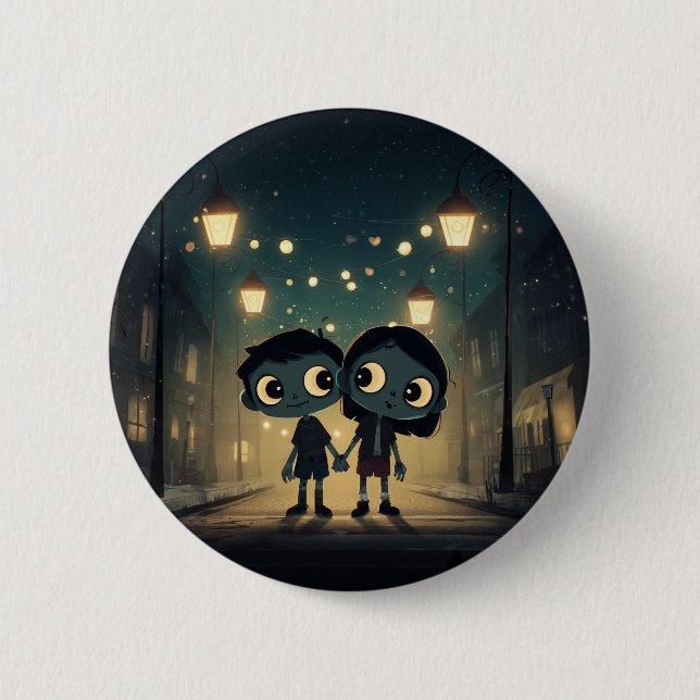 Niedliche und Spooky Zombies in Liebe - Schaltfläc Button (Vorderseite)